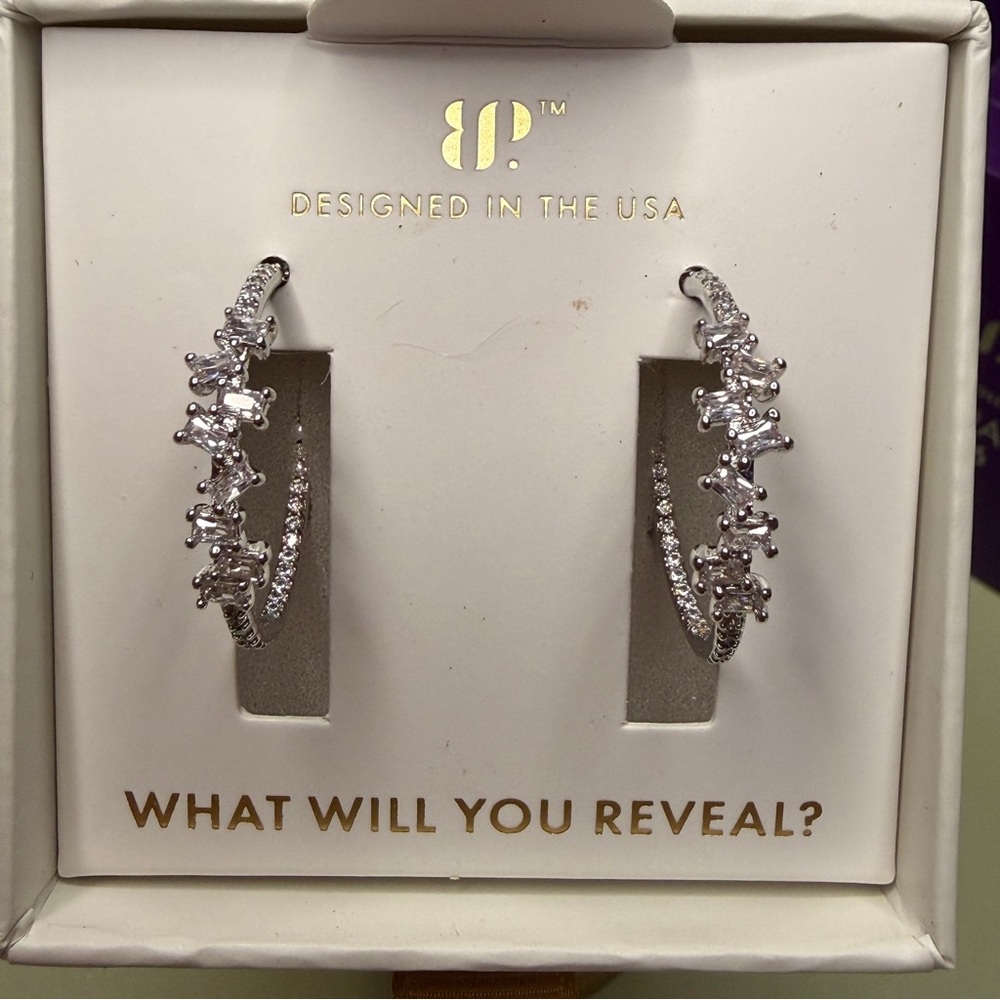 Bomb Party Lumina Collection - Diamond CZ Rhodium Hoop Earrings